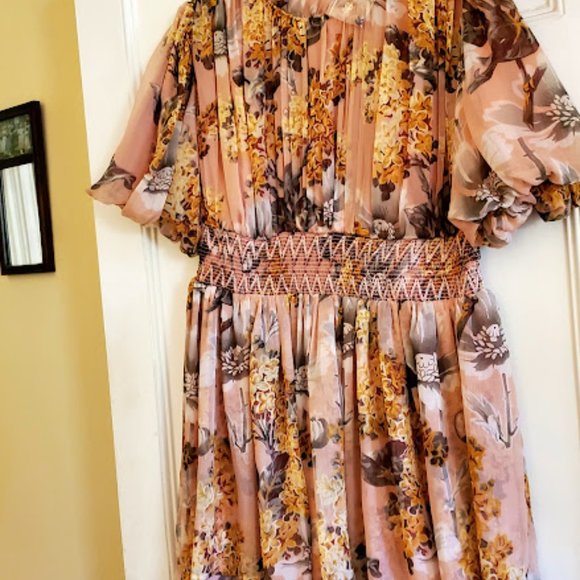 Anthro Not So Serious by Pallavi Mohan Women's Amaranth Puff-Sleeved Mini Dress - Picture 2 of 2